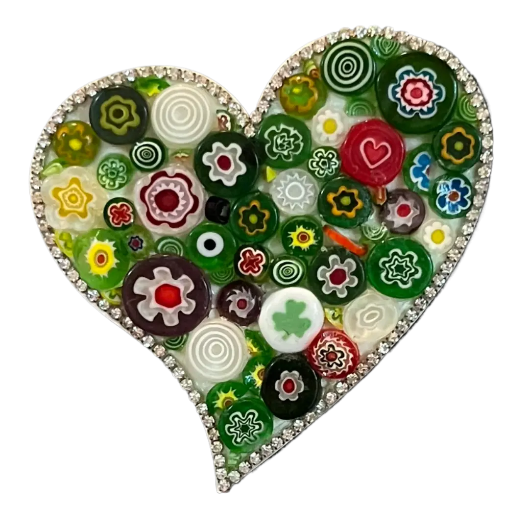 green heart mosaic with tail