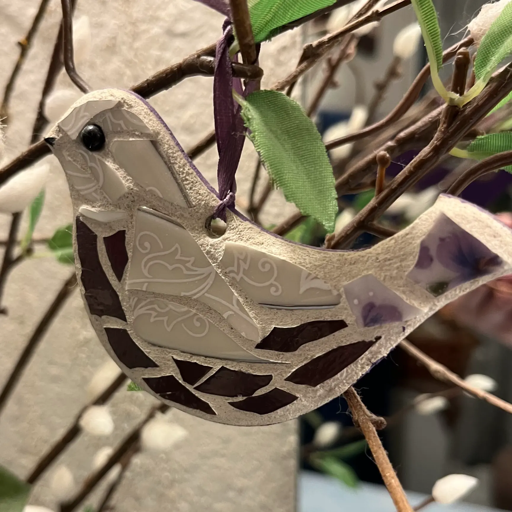 Willow Woman Creations - Brown Bird with White wing mosaic